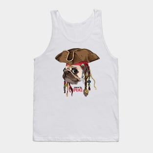 Portrait of a Pug in Pirate hat, bandana and with a dreadlocks Tank Top